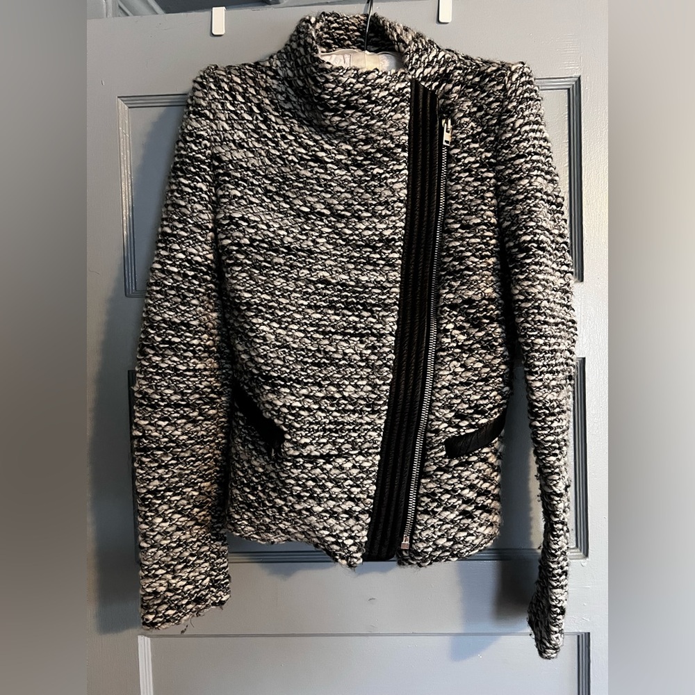 IRO Textured Tweed and Leather Jacket